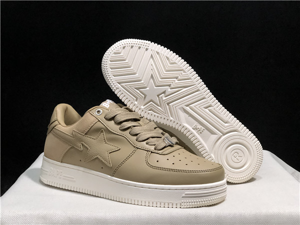 Women's Bape Sta Low Top Leather Tan Shoes 0021